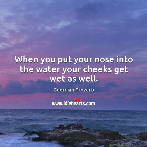 When you put your nose into the water your cheeks get wet as well. Georgian Proverbs Image