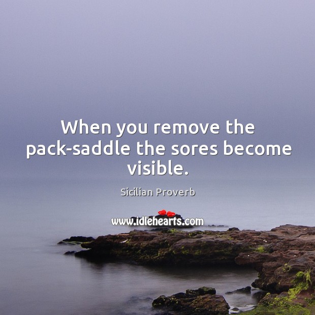 When you remove the pack-saddle the sores become visible. Sicilian Proverbs Image