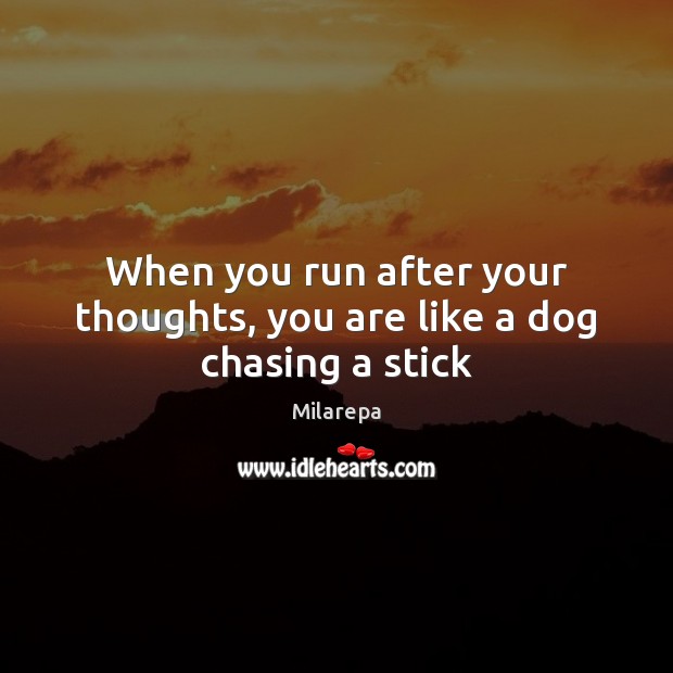 When you run after your thoughts, you are like a dog chasing a stick Milarepa Picture Quote