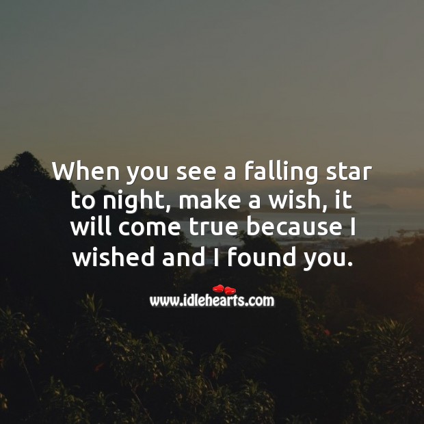 When you see a falling star to night, make a wish, it will come true Romantic Messages Image