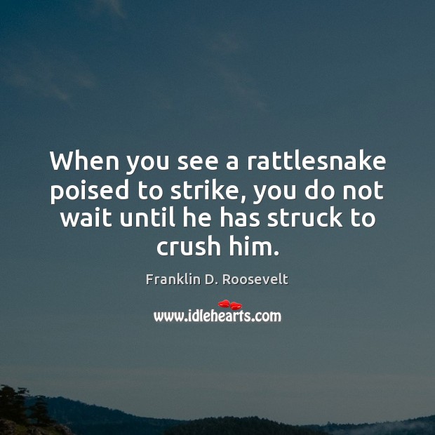 When you see a rattlesnake poised to strike, you do not wait Image