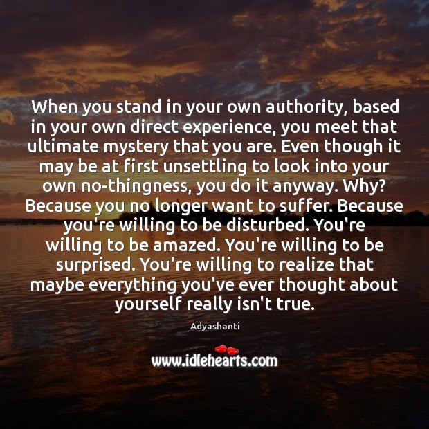 When you stand in your own authority, based in your own direct Adyashanti Picture Quote