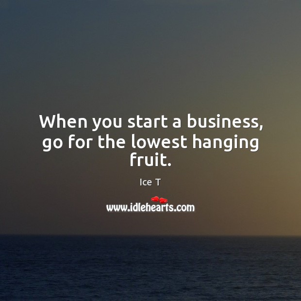 When you start a business, go for the lowest hanging fruit. Ice T Picture Quote