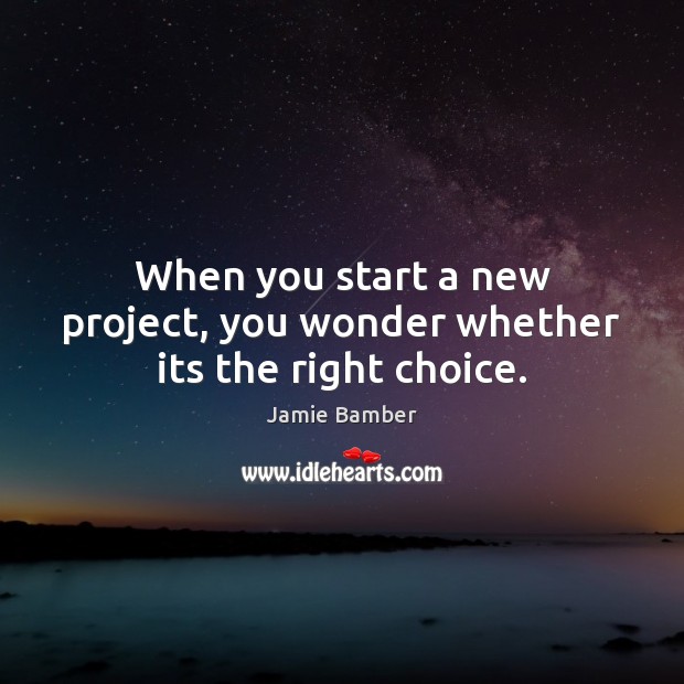 When you start a new project, you wonder whether its the right choice. Jamie Bamber Picture Quote