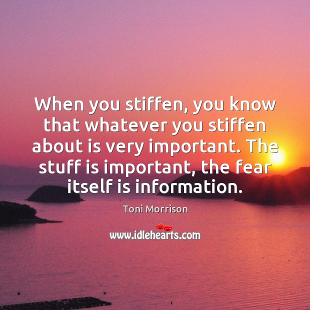 When you stiffen, you know that whatever you stiffen about is very Image