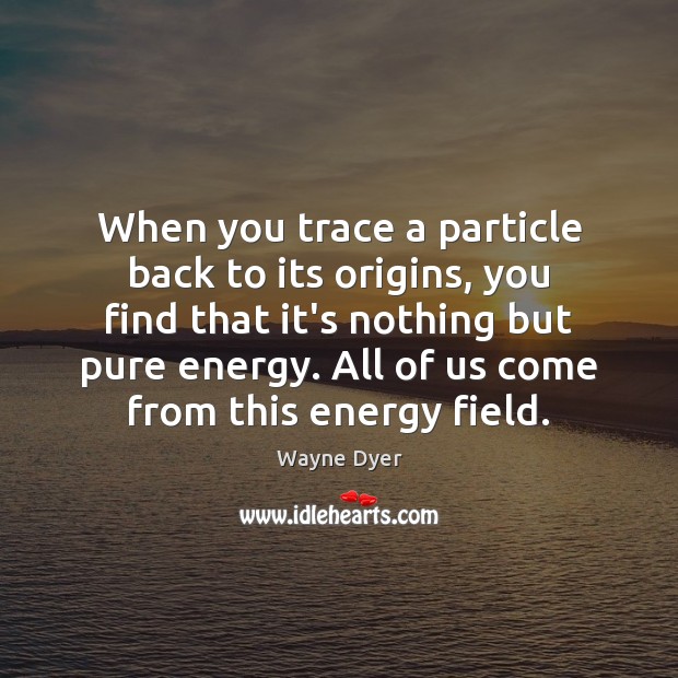 When you trace a particle back to its origins, you find that Wayne Dyer Picture Quote