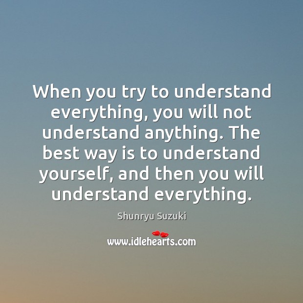 When you try to understand everything, you will not understand anything. The Shunryu Suzuki Picture Quote