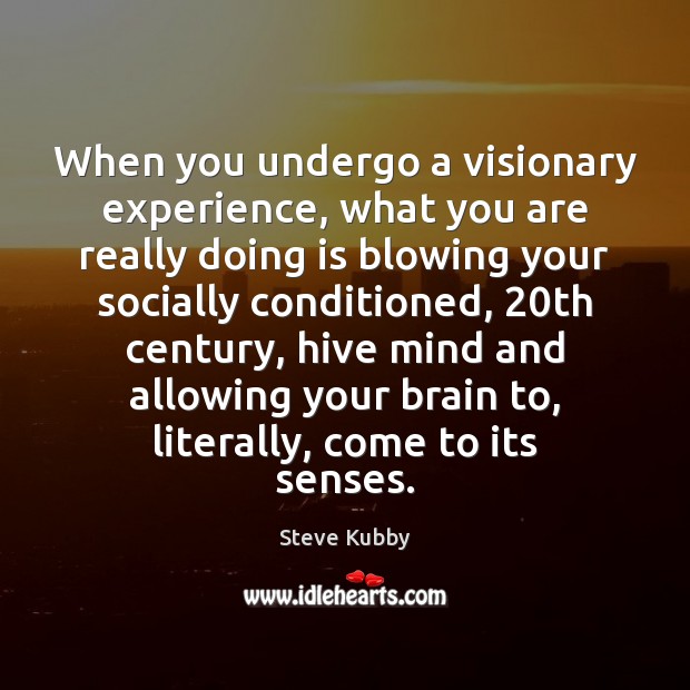 When you undergo a visionary experience, what you are really doing is Image