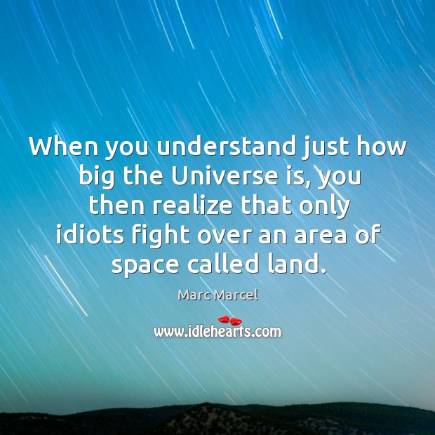 When you understand just how big the Universe is, you then realize Marc Marcel Picture Quote