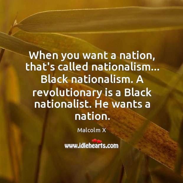When you want a nation, that’s called nationalism… Black nationalism. A revolutionary Malcolm X Picture Quote
