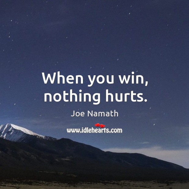 When you win, nothing hurts. Joe Namath Picture Quote
