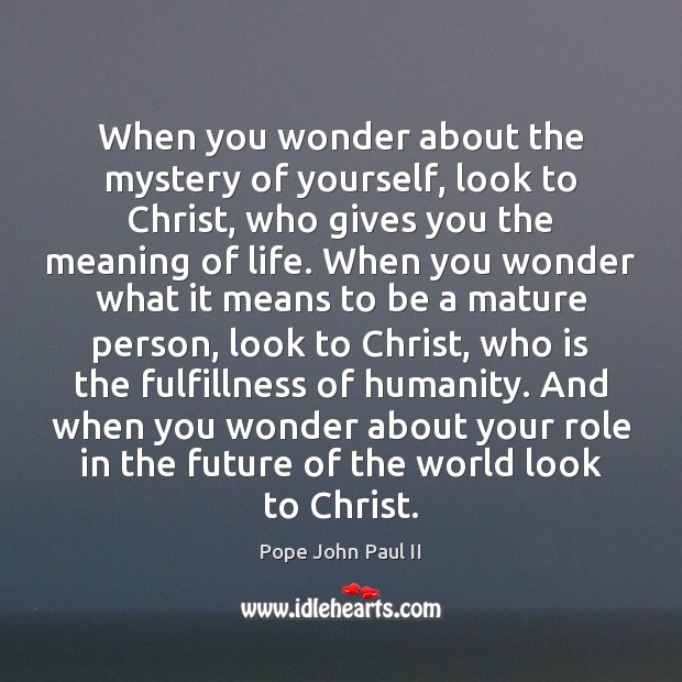 When you wonder about the mystery of yourself, look to Christ, who Pope John Paul II Picture Quote