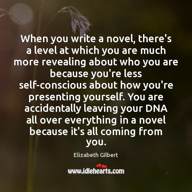 When you write a novel, there’s a level at which you are Elizabeth Gilbert Picture Quote