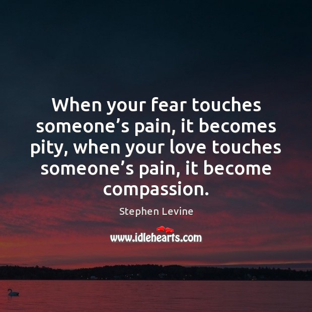 When your fear touches someone’s pain, it becomes pity, when your Stephen Levine Picture Quote