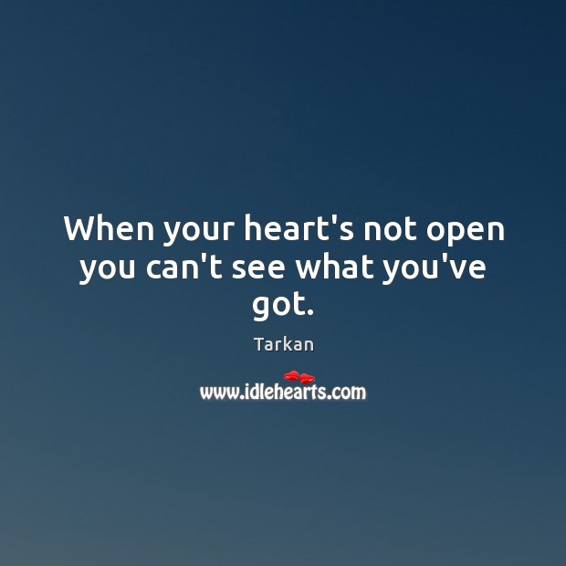 When your heart’s not open you can’t see what you’ve got. Tarkan Picture Quote