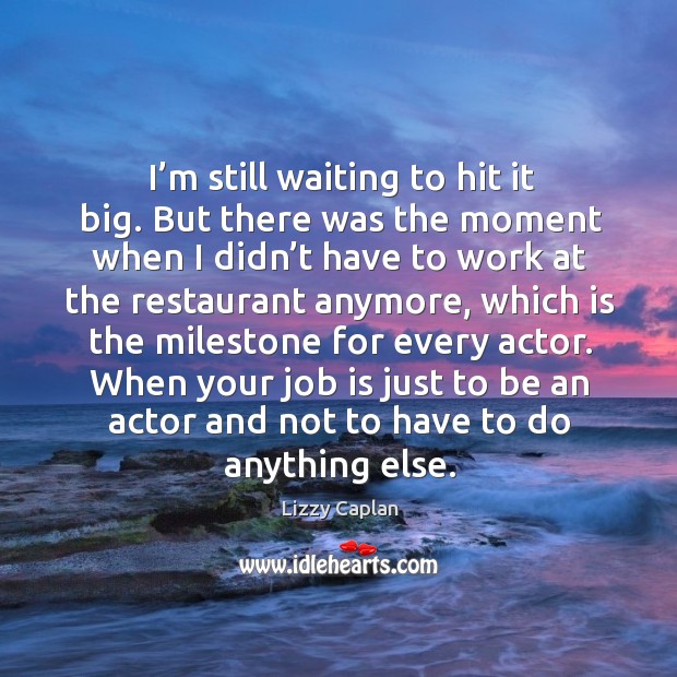 When your job is just to be an actor and not to have to do anything else. Lizzy Caplan Picture Quote