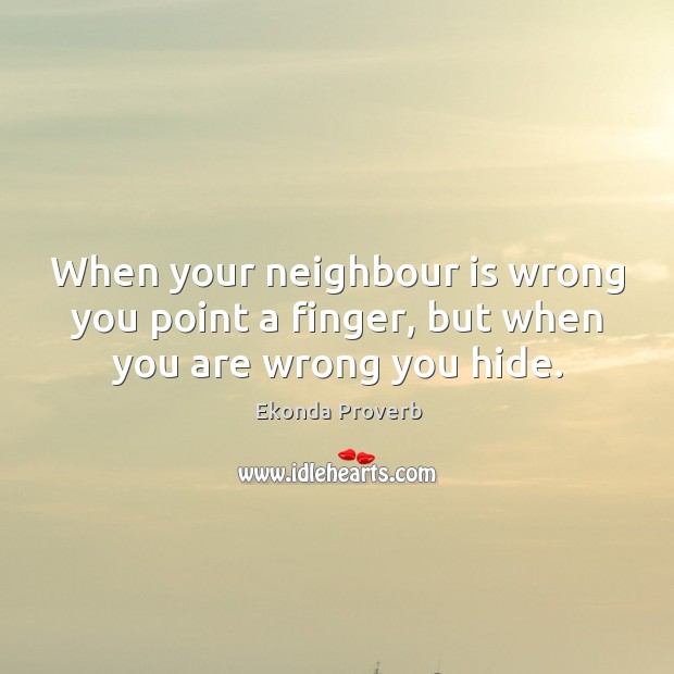 When your neighbour is wrong you point a finger Ekonda Proverbs Image