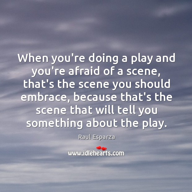 When you’re doing a play and you’re afraid of a scene, that’s Raul Esparza Picture Quote