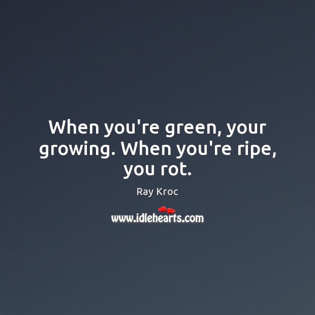 When you’re green, your growing. When you’re ripe, you rot. Ray Kroc Picture Quote