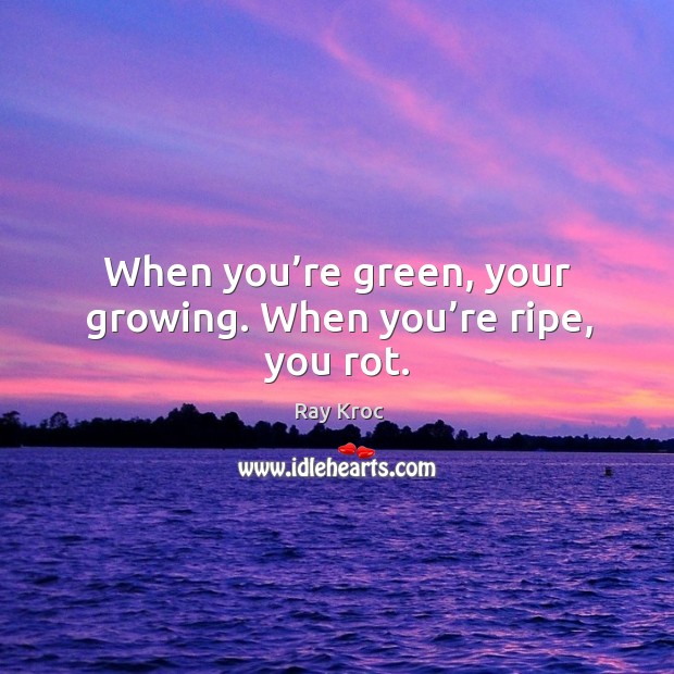 When you’re green, your growing. When you’re ripe, you rot. Image