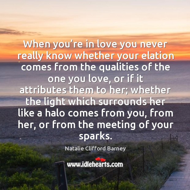When you’re in love you never really know whether your elation comes from the qualities Natalie Clifford Barney Picture Quote