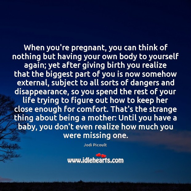 When you’re pregnant, you can think of nothing but having your own Jodi Picoult Picture Quote