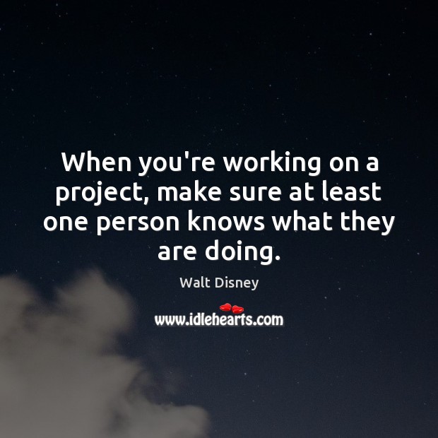 When you’re working on a project, make sure at least one person knows what they are doing. Walt Disney Picture Quote
