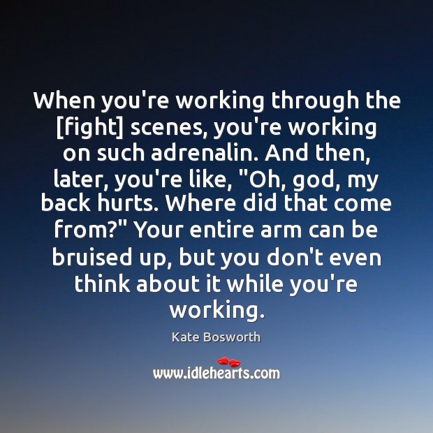 When you’re working through the [fight] scenes, you’re working on such adrenalin. Kate Bosworth Picture Quote