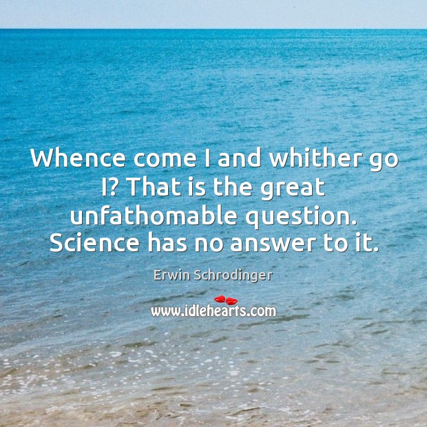 Whence come I and whither go I? That is the great unfathomable Erwin Schrodinger Picture Quote