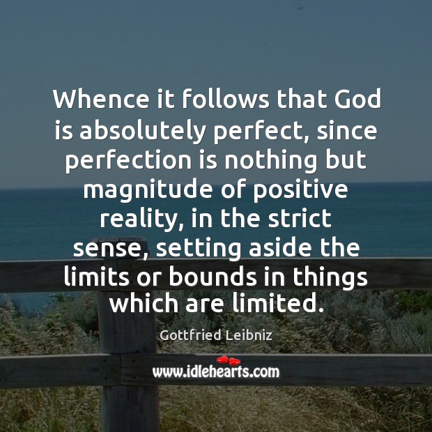 Whence it follows that God is absolutely perfect, since perfection is nothing Perfection Quotes Image