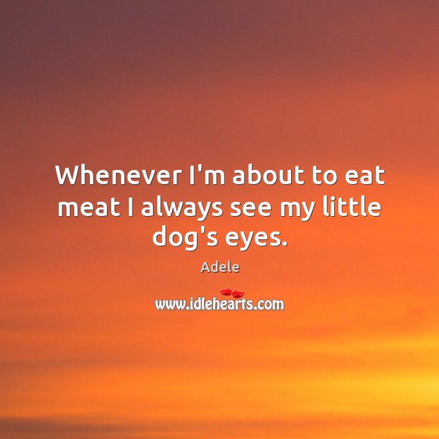 Whenever I’m about to eat meat I always see my little dog’s eyes. Adele Picture Quote