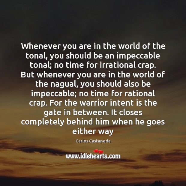 Whenever you are in the world of the tonal, you should be Carlos Castaneda Picture Quote
