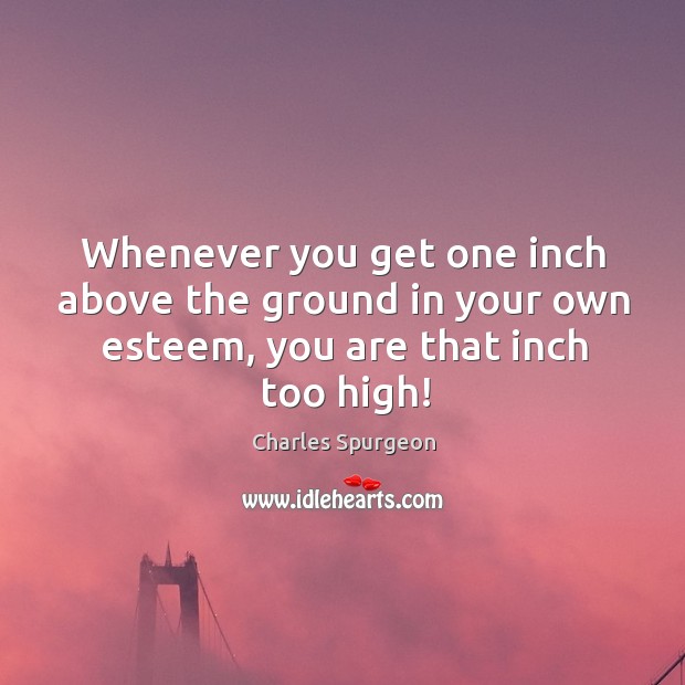Whenever you get one inch above the ground in your own esteem, you are that inch too high! Image