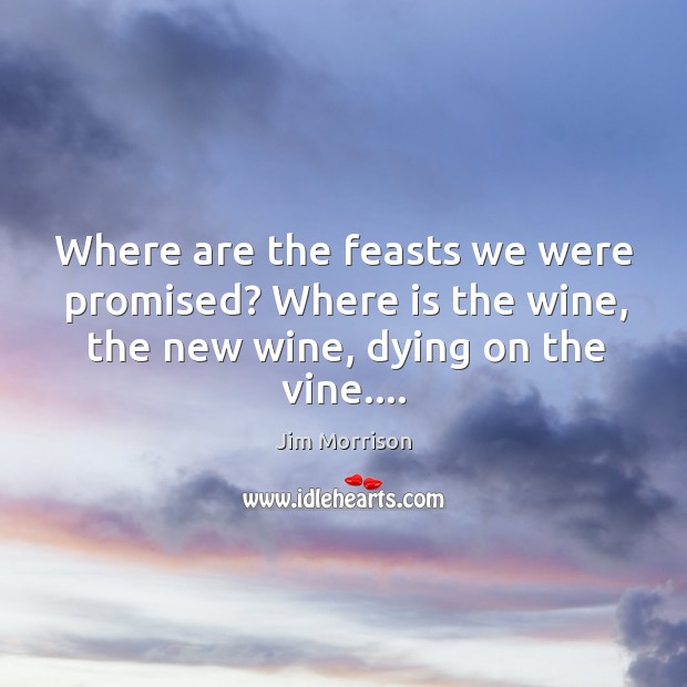 Where are the feasts we were promised? Where is the wine, the Jim Morrison Picture Quote