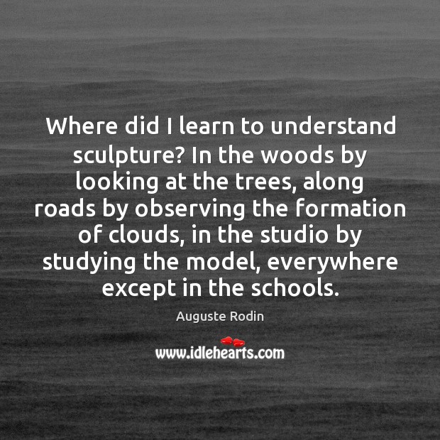 Where did I learn to understand sculpture? In the woods by looking Auguste Rodin Picture Quote