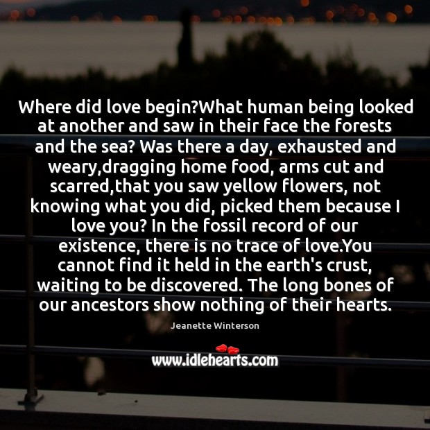 Where did love begin?What human being looked at another and saw Jeanette Winterson Picture Quote