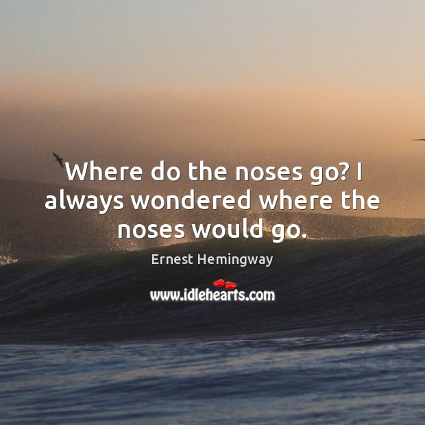 Where do the noses go? I always wondered where the noses would go. Ernest Hemingway Picture Quote