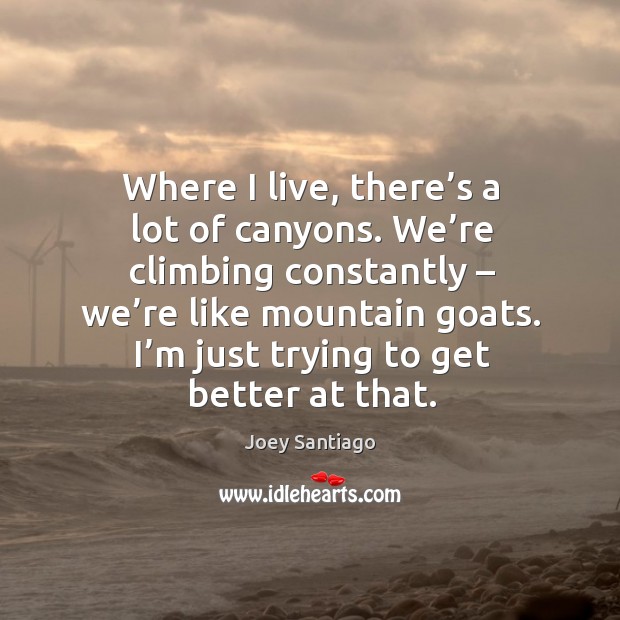 Where I live, there’s a lot of canyons. Joey Santiago Picture Quote