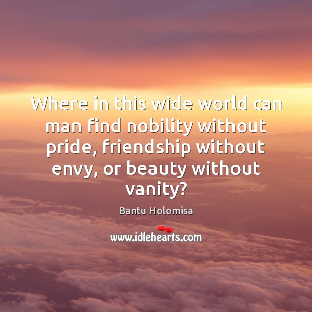 Where in this wide world can man find nobility without pride, friendship Bantu Holomisa Picture Quote