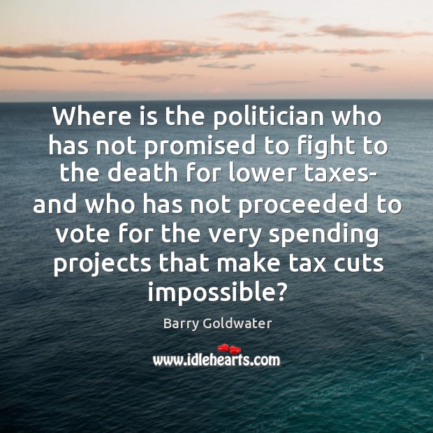 Where is the politician who has not promised to fight to the death for lower taxes Image