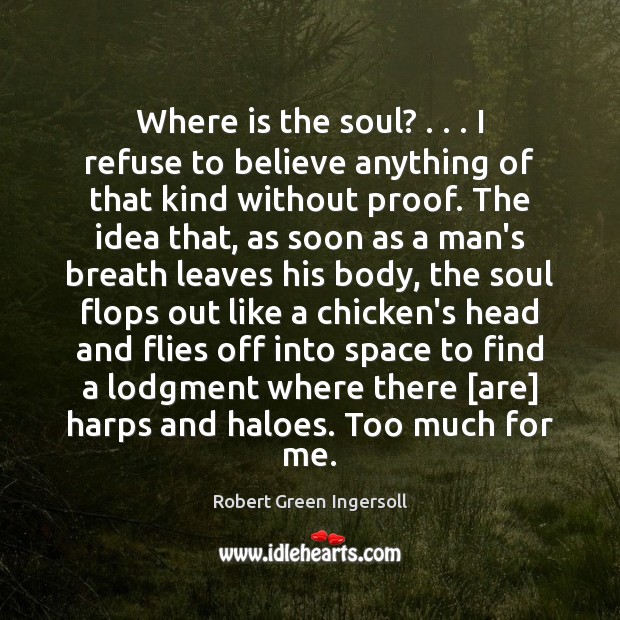 Where is the soul? . . . I refuse to believe anything of that kind Robert Green Ingersoll Picture Quote