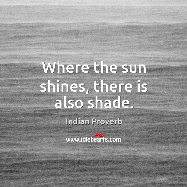 Where the sun shines, there is also shade. Indian Proverbs Image