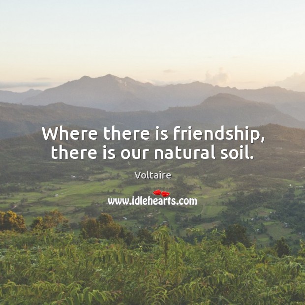 Where there is friendship, there is our natural soil. Voltaire Picture Quote