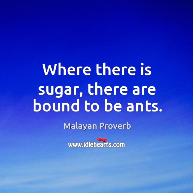 Where there is sugar, there are bound to be ants. Malayan Proverbs Image