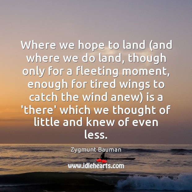 Where we hope to land (and where we do land, though only Zygmunt Bauman Picture Quote