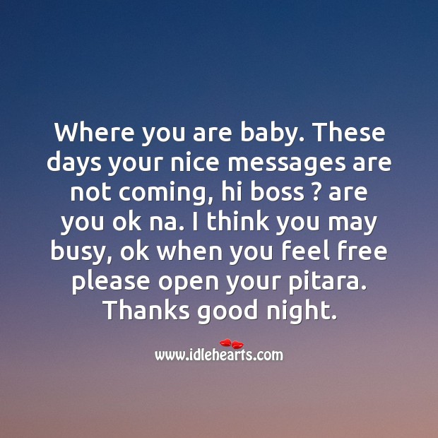 Where you are baby. These days your nice messages Good Night Quotes Image