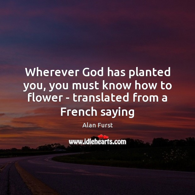Wherever God has planted you, you must know how to flower – Alan Furst Picture Quote