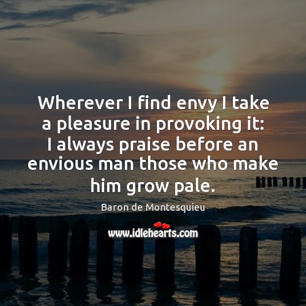Wherever I find envy I take a pleasure in provoking it: I Praise Quotes Image