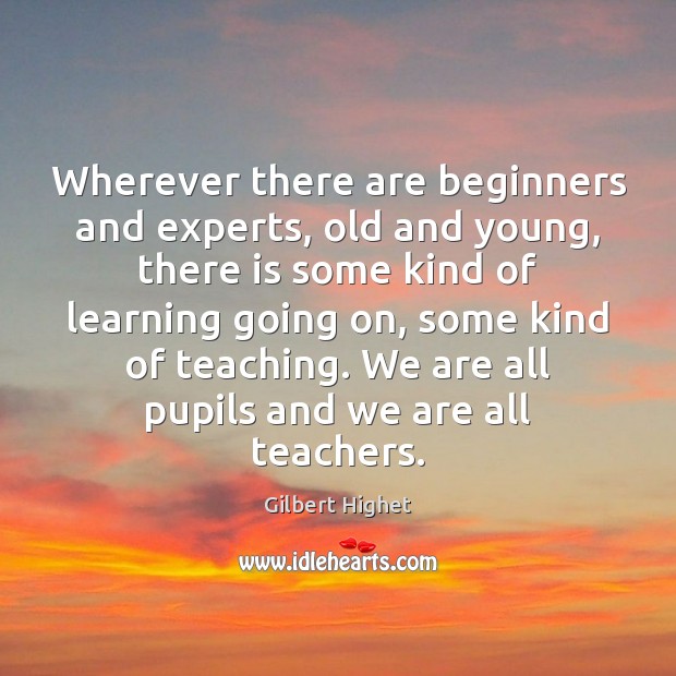 Wherever there are beginners and experts, old and young, there is some Gilbert Highet Picture Quote
