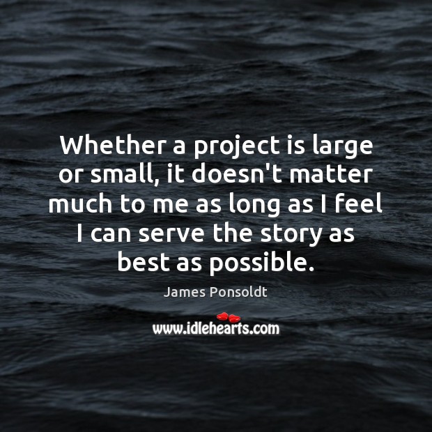 Whether a project is large or small, it doesn’t matter much to James Ponsoldt Picture Quote